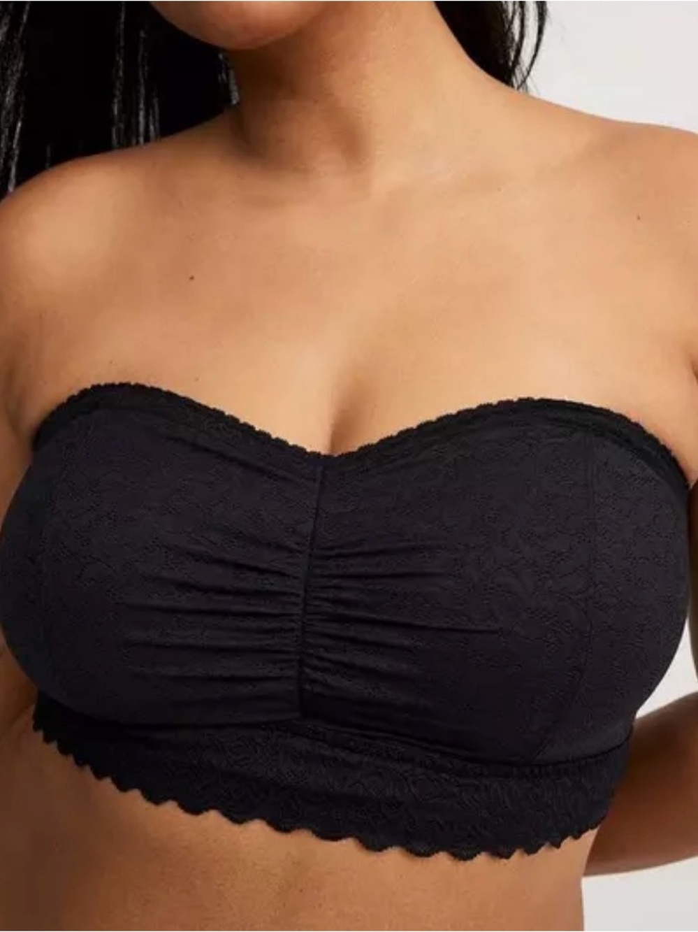 Torrid Black Unlined 4-Way Stretch Lace Bandeau Bra 3X Wear Straps or Strapless. - Picture 2 of 8